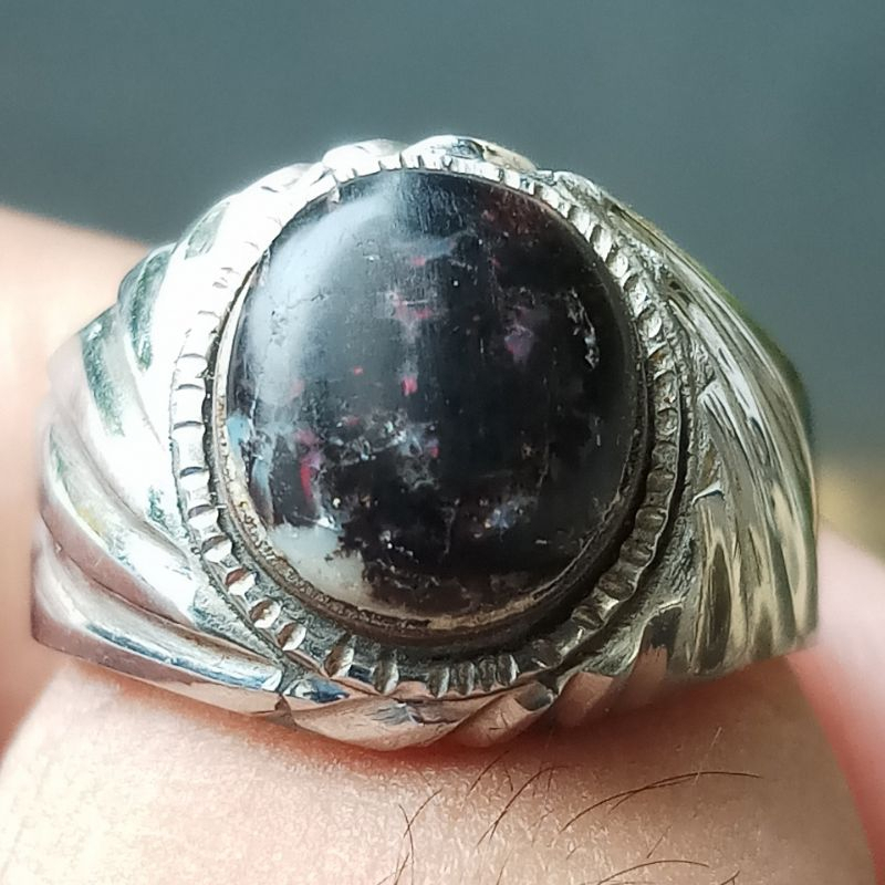 Batu Akik Black Opal Banten Sempur jarong Kembang Asli Natural Alam