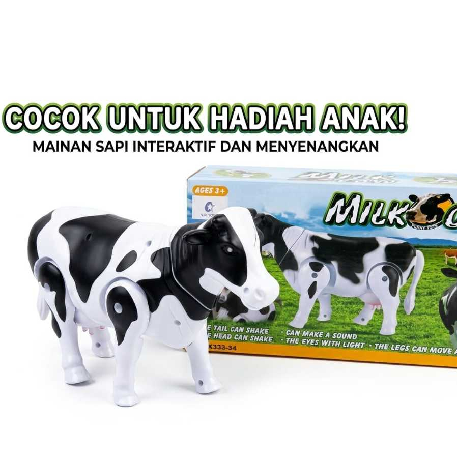 Mainan SAPI Milk Cow gerak (berjalan) , berlampu, bersuara pakai baterai