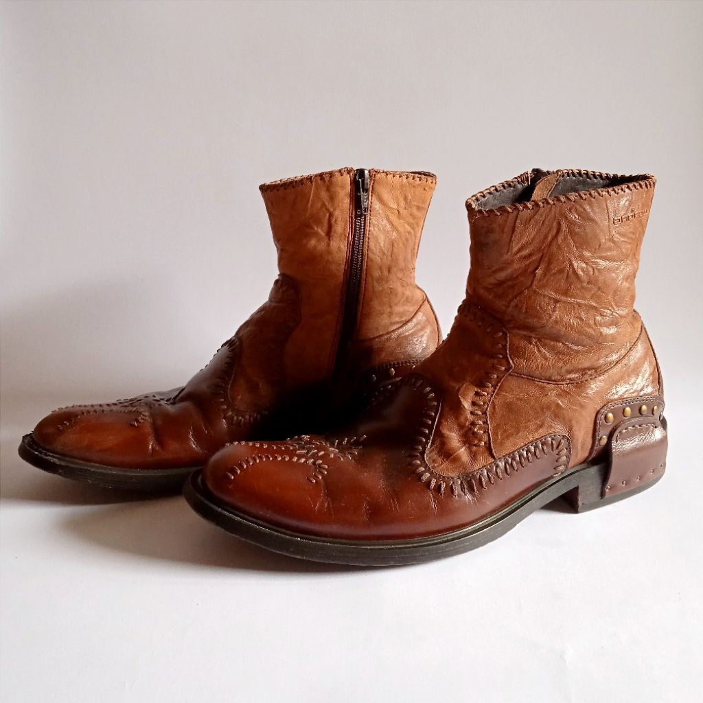 Antik Vintage Sepatu Boot Riding Merk ANDREW Made in England Size.39(Eropa) Bahan Kulit Second Utuh 