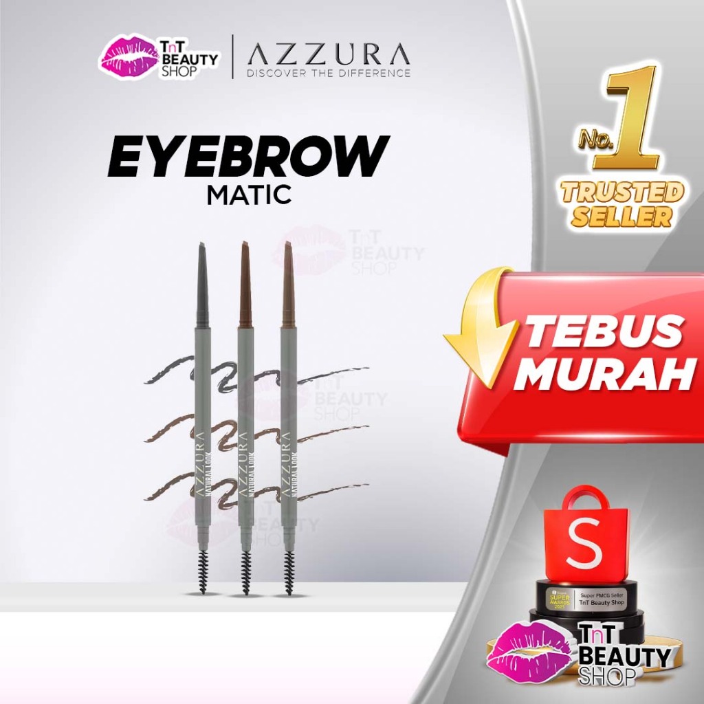 AZZURA Eyebrow Pencil Matic dengan brush micro spoolie super lembut | TnT Beauty Shop