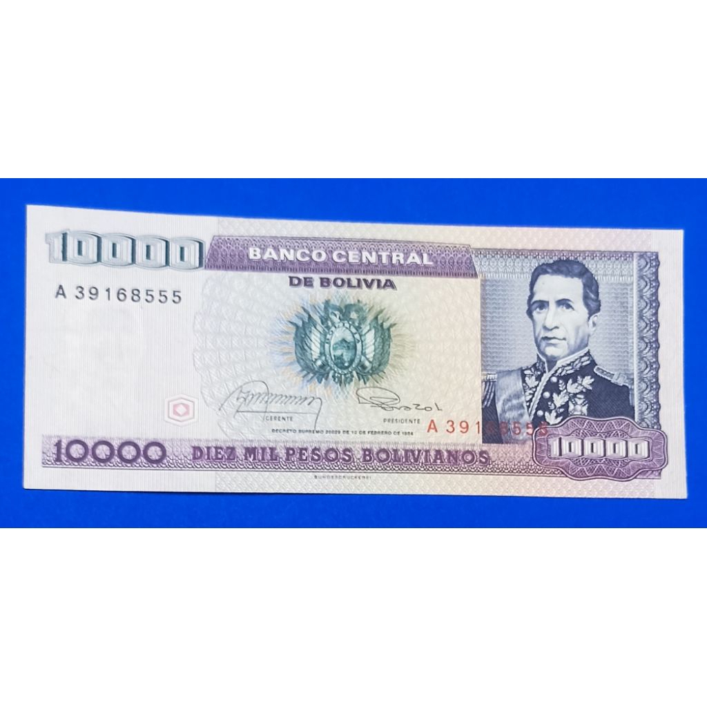 uang kertas Bolivia 1O OOO pesos