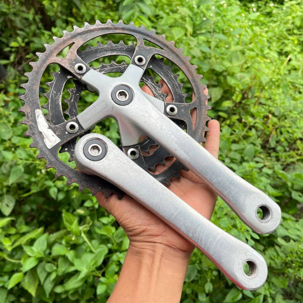 Crank SR sepeda mtb federal triple chainring 48T 38T 28T 175mm bulat non oval