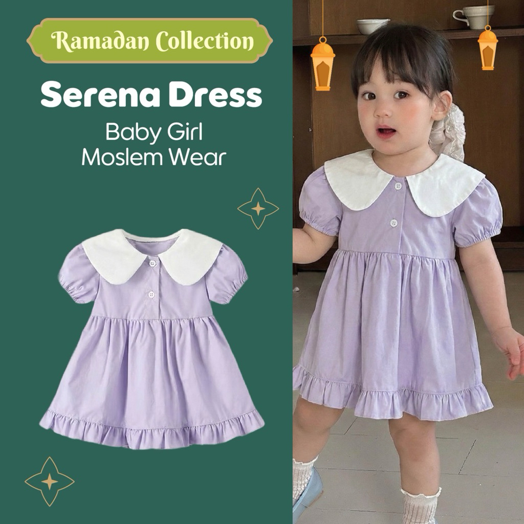 Baju Bayi Europe Style - Serena Dress Bayi - Baju Rok Bayi Tangan Panjang Lavender