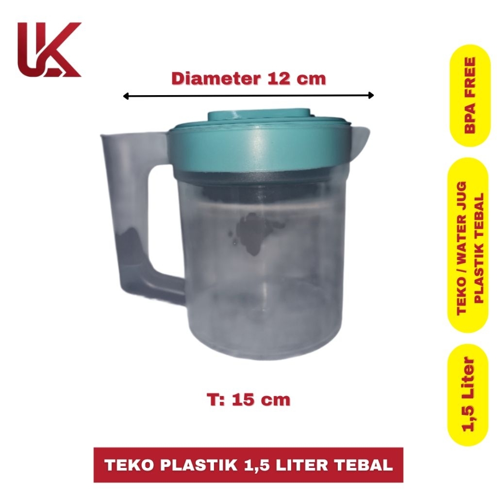 Teko Plastik 1,5 Liter | Water Jug Plastik Tebal | Teko Air Minum | Pitcher Air Panas Dingin