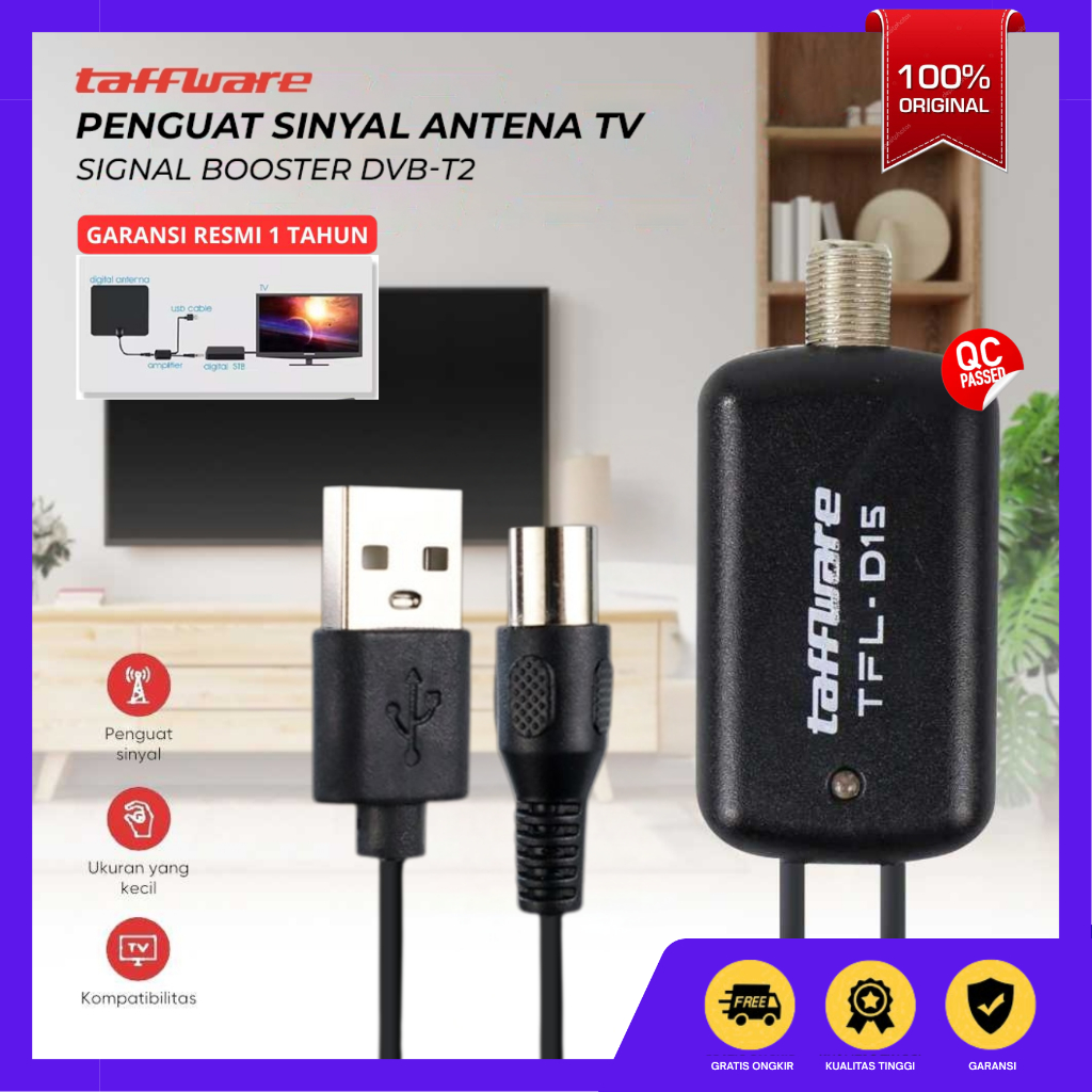 ORIGINAL Booster Penguat Sinyal Antena TV Digital HD Super Jernih Amplifier Signal Booster Televisi 