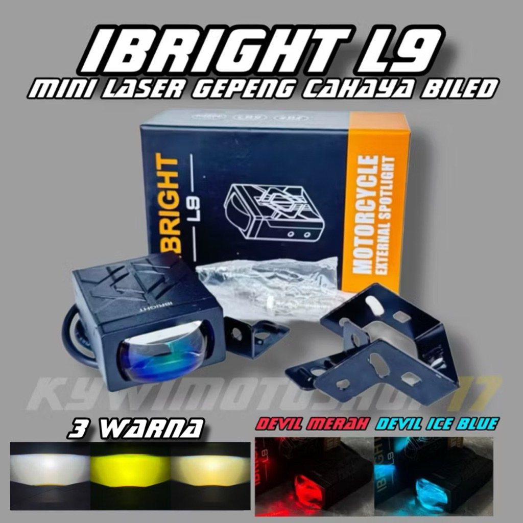 Ibright L9 cahaya biled mini 3 warna laser sorot gepeng lampu d2 x1