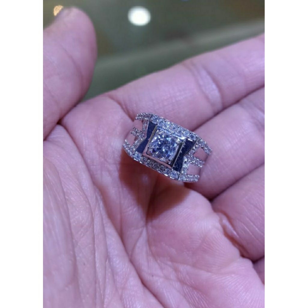 Cincin Laki2 Emas putih 750 Men Ring White gold 750