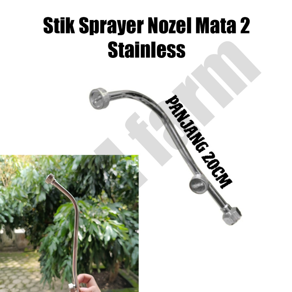 Stick Semprotan 2 Mata Nozzle Stainless - Stik Sprayer Mata Dua Super Kabut Drat 13mm