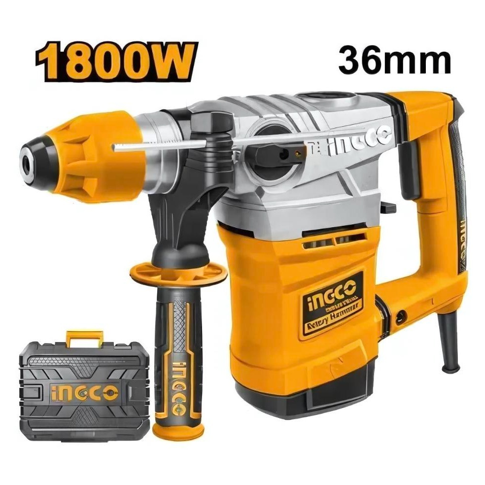INGCO RH10506 Bor Rotary 1050W 26mm 3 Mata Bor & 2 Chisel untuk Pengeboran Beton Batu Bata RH10506 M
