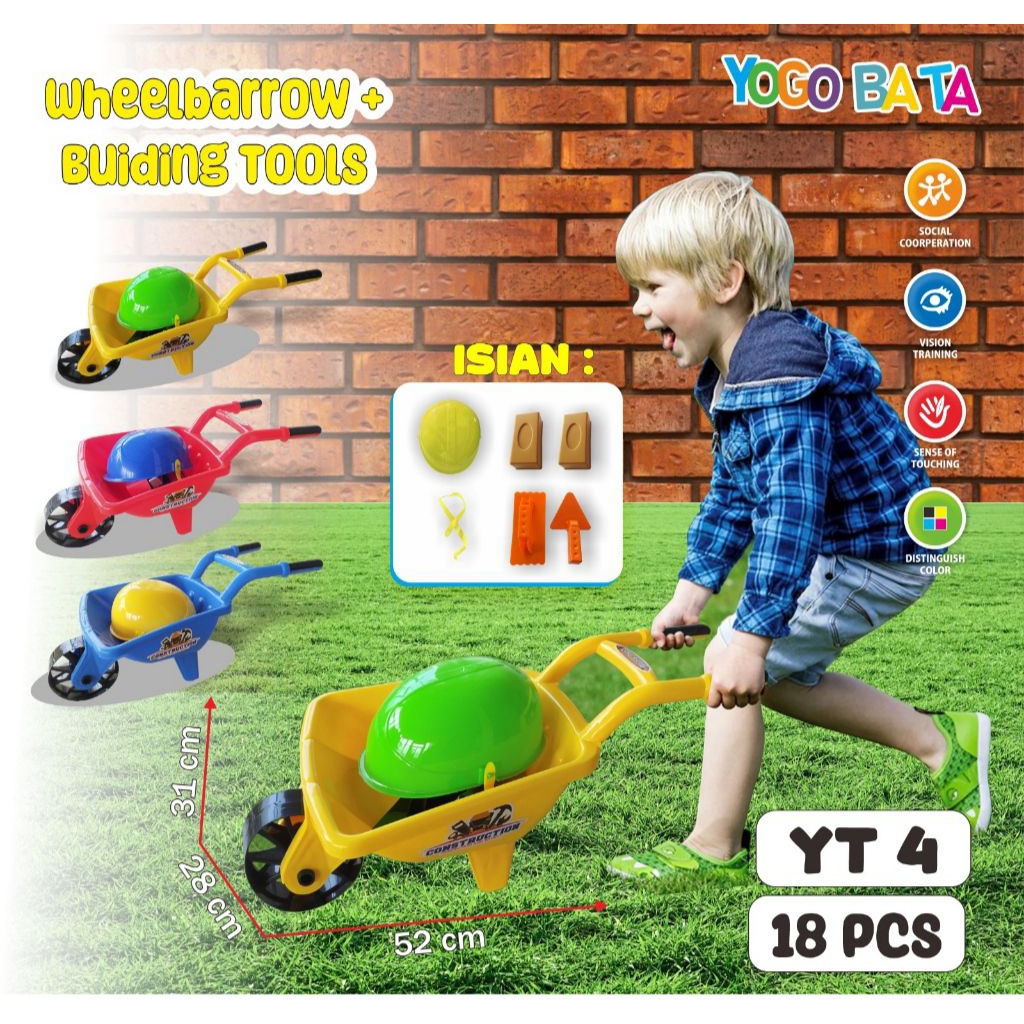 Mainan Gerobak Dorong Pasir / Mainan Angkong / Wheelbarrow Building Toys Mainan Bak Dorong Anak