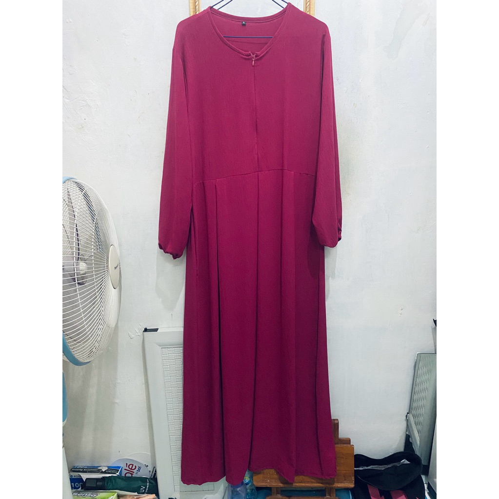 Gamis Dress Muslim Ungu Magenta Pakaian Baju Abaya Wanita Preloved Second Bekas Sale Obral Murah