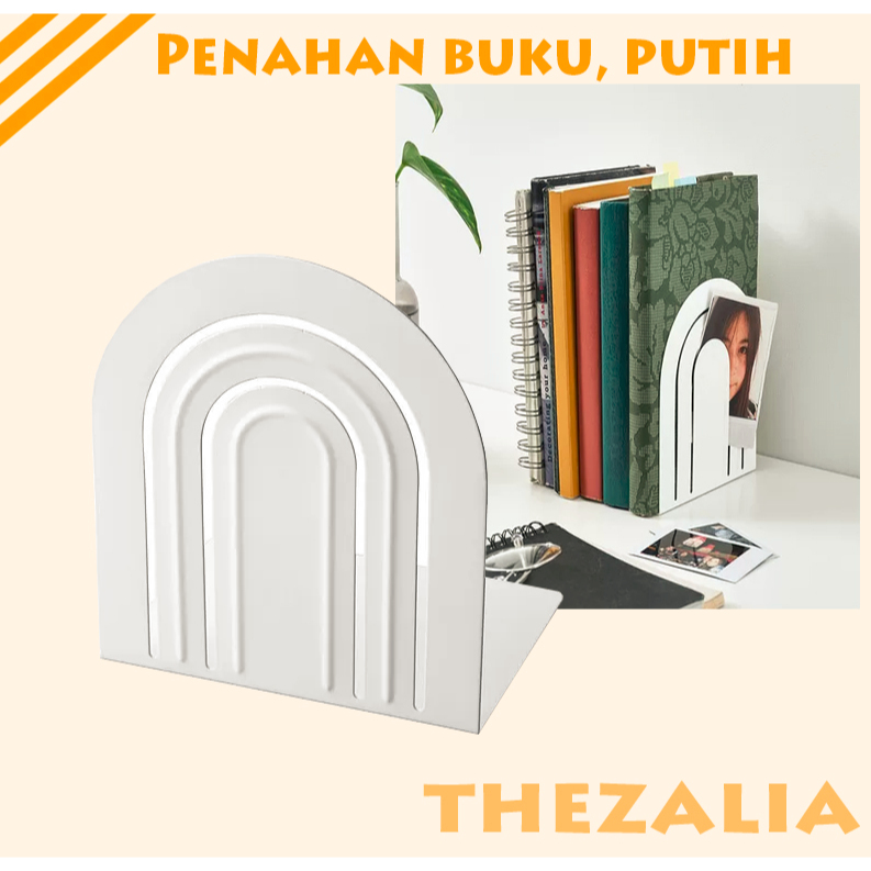 Penahan Buku/.Pembatas Buku Besi Putih Sandaran Buku