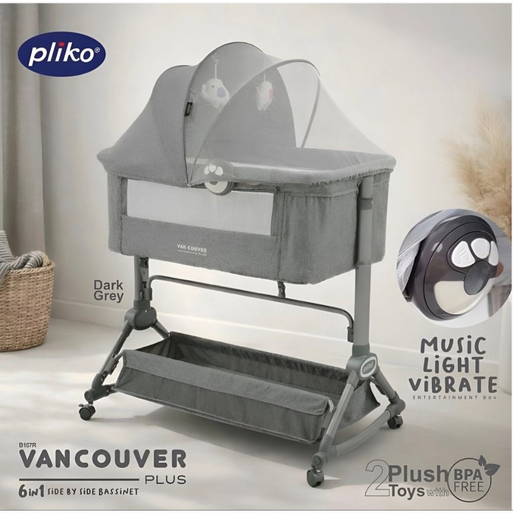 Box Bayi Pliko VANCOUVER PLUS B 167R 6in1 Side by Side Bassinet Baby Box Oval Baby Crib Boks Bayi Te