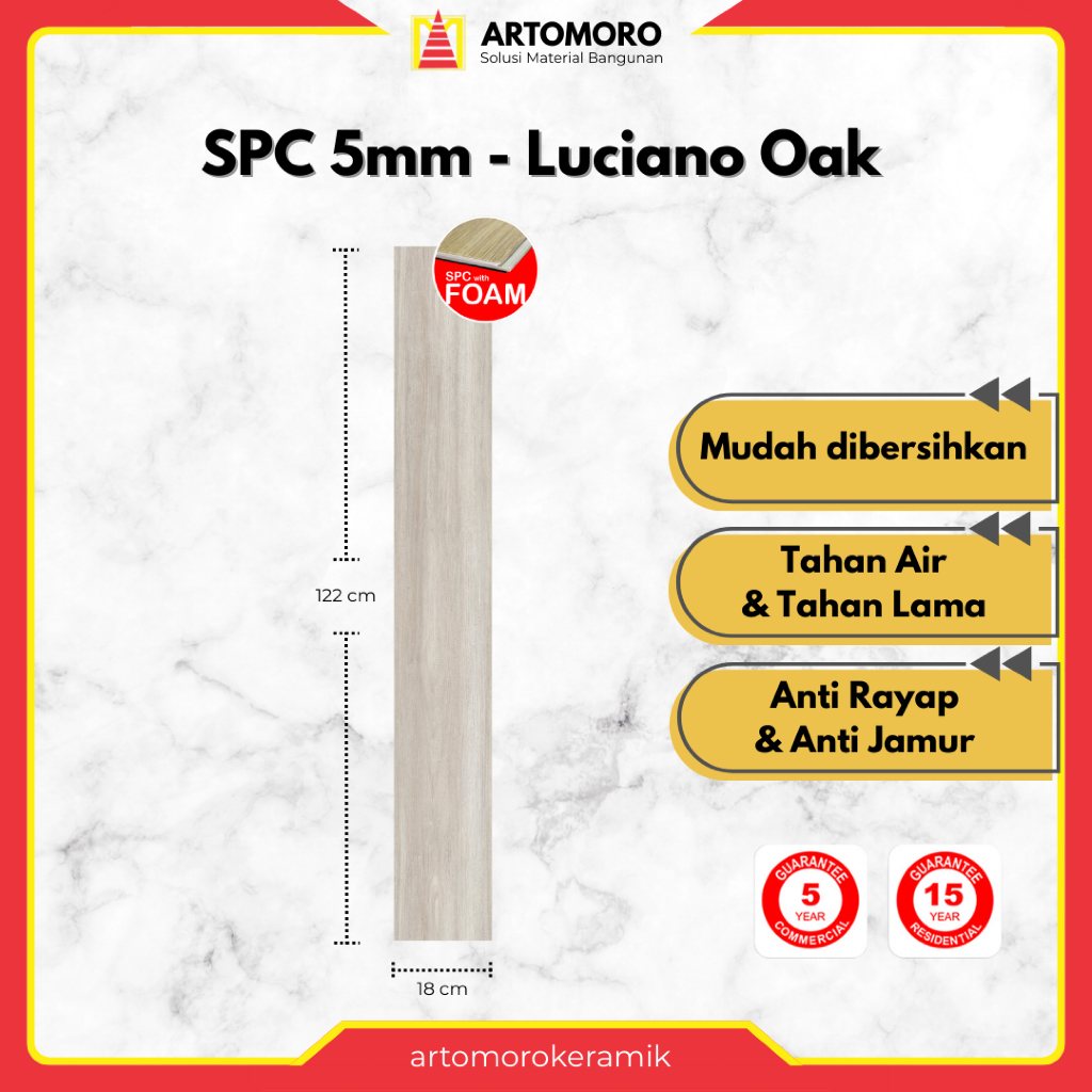 SPC 5mm (with IXPE foam) Luciano Oak - KIA | Stone Plastic Composite | Lantai Vinyl Kayu - Click & L