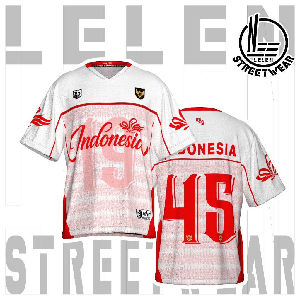 Lelen COD Kaos Jersey Indonesia Merah Putih Boxy Bahan Milano Brazil UnisexHockey | Padel | Voli | B