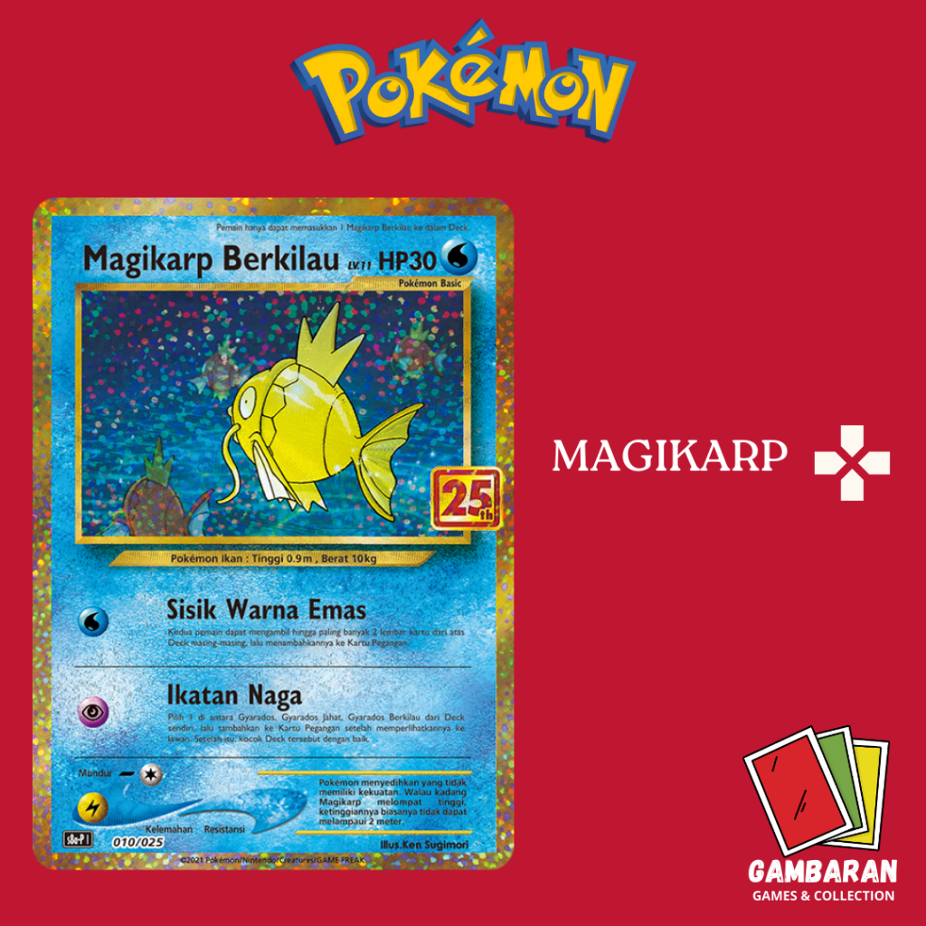 Magikarp Berkilau 25th 010/025 s8a Kartu Pokemon Indonesia TCG
