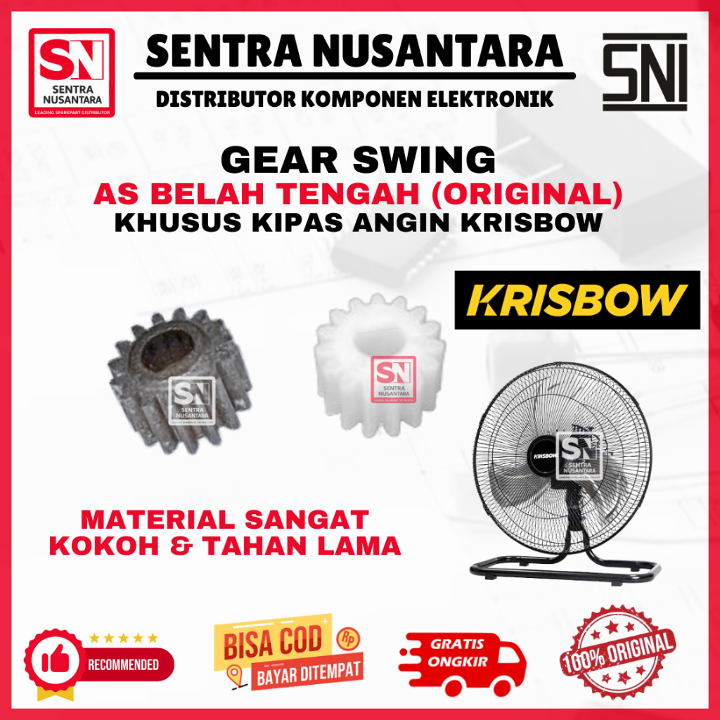 GEAR KIPAS ANGIN AS BELAH TENGAH KHUSUS MERK KRISBOW ORIGINAL | GIGI SWING DINAMO KIPAS ANGIN KRISBO