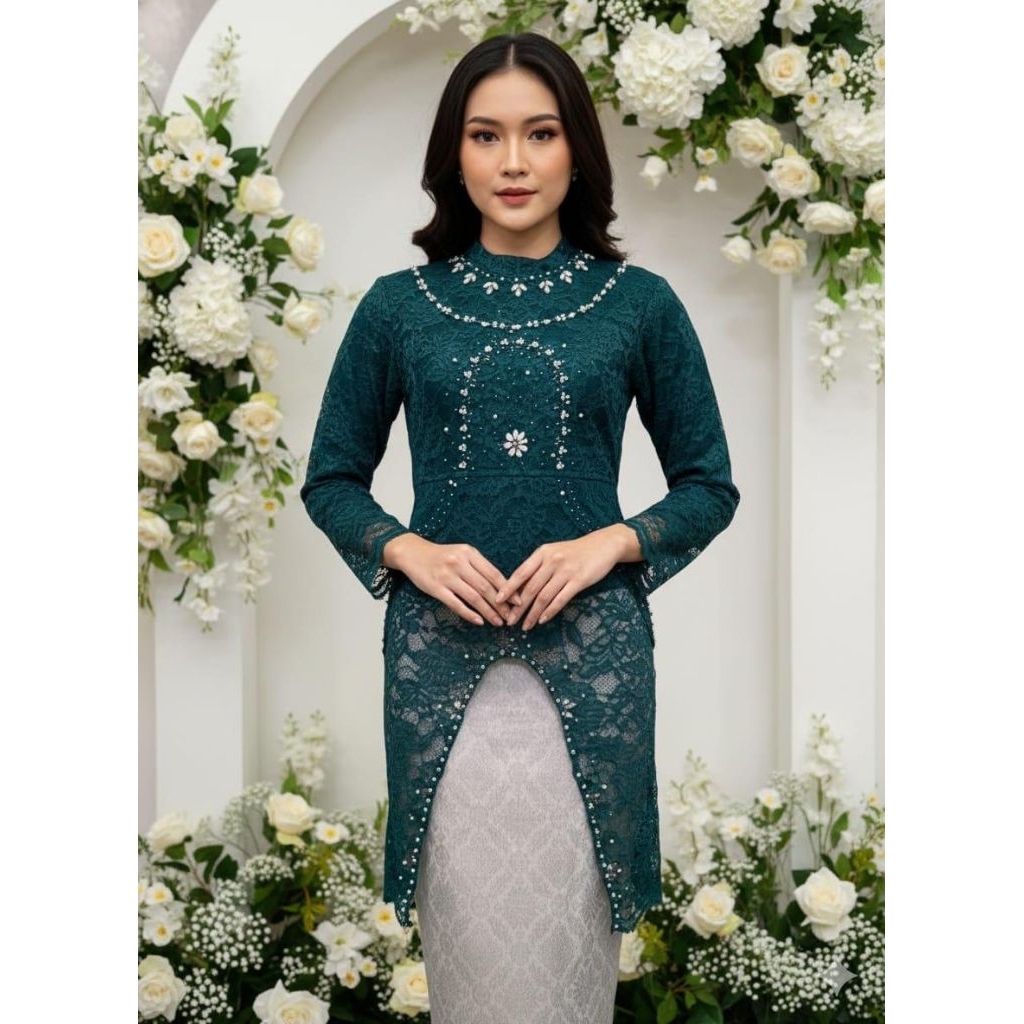 Stelan kebaya viona brokat // Atasan kebaya brokat // Baju kebaya brokat / Kebaya payet