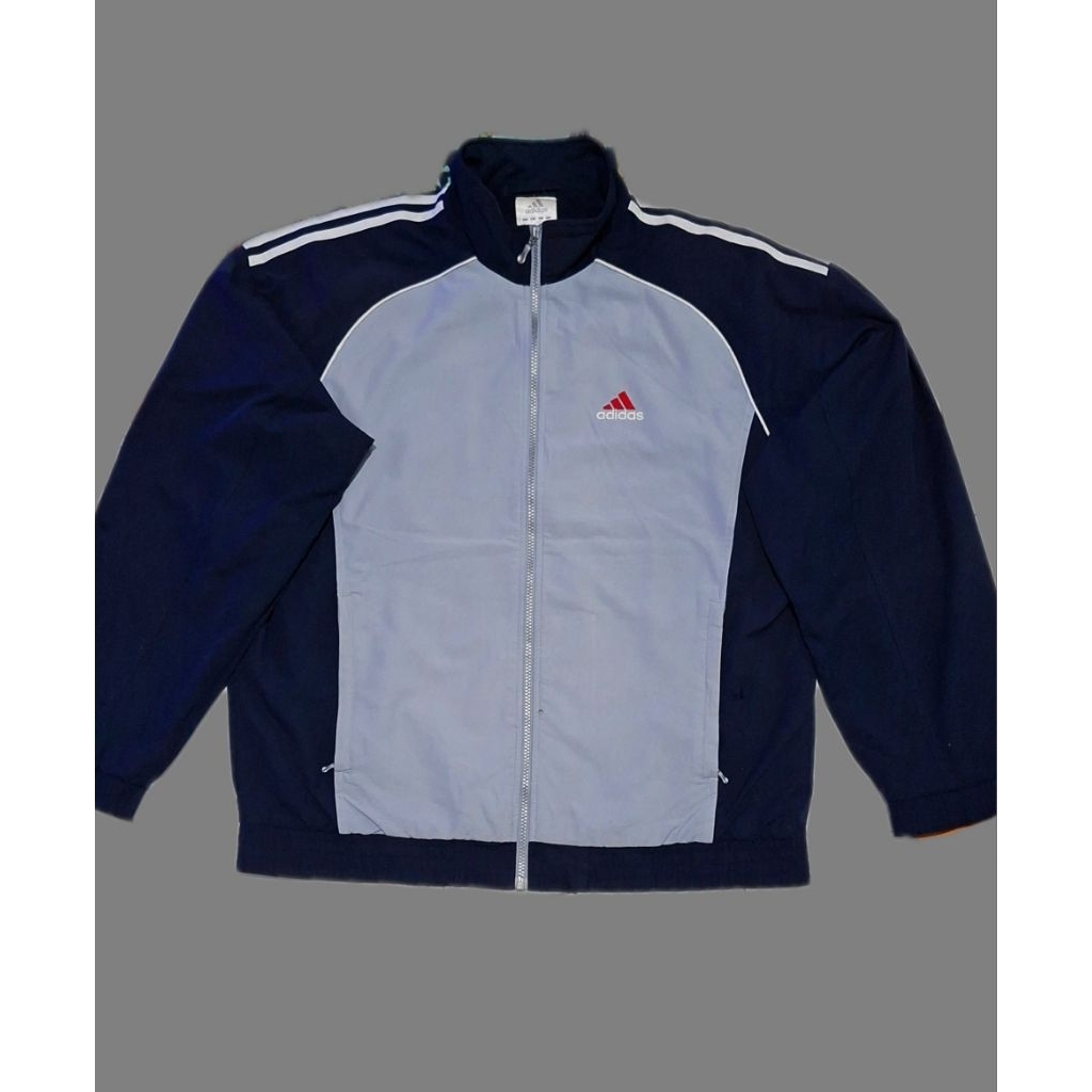 Adidas Tracktop Navy Blue White Striped - Sport Jacket Preloved