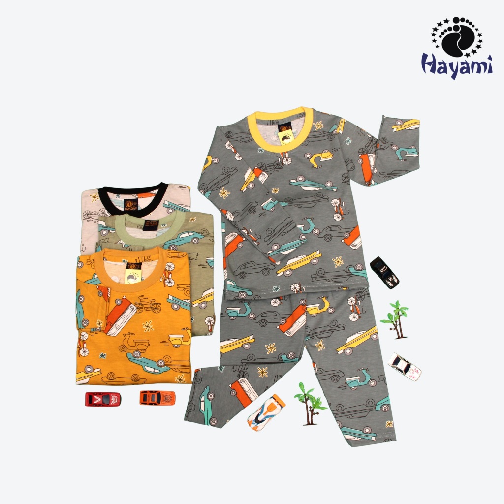 Setelan Piyama Hayami Lengan Panjang Motif Car