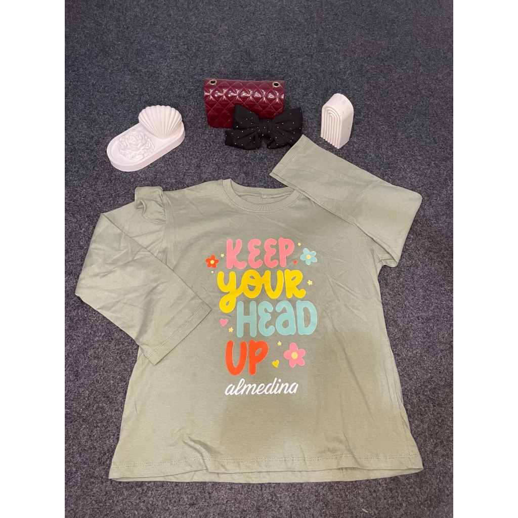 kaos tunik anak polos combed 24s / atasan anak perempuan lengan panjang