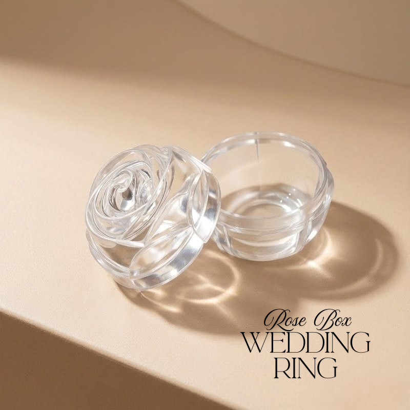 Box Cincin Pernikahan Aksesoris Kalung Gelang Rosario Perhiasan Wedding Ring Organizer Akrilik Mawar
