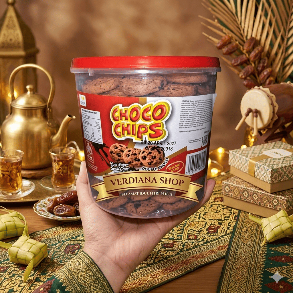 jajan lebaran Choco Chips Kue Cemilan Coklat Lezat kemasan toples