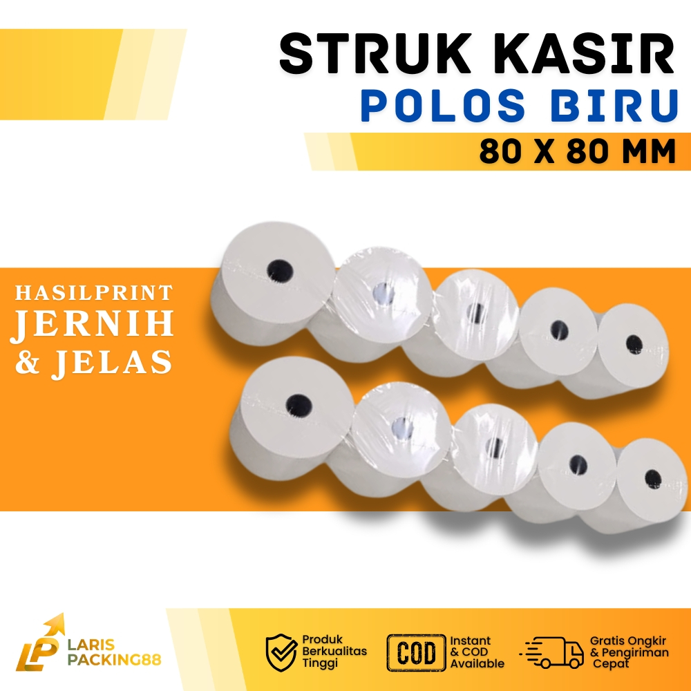 Polos Biru Thermal Struk Kasir 80x80 mm