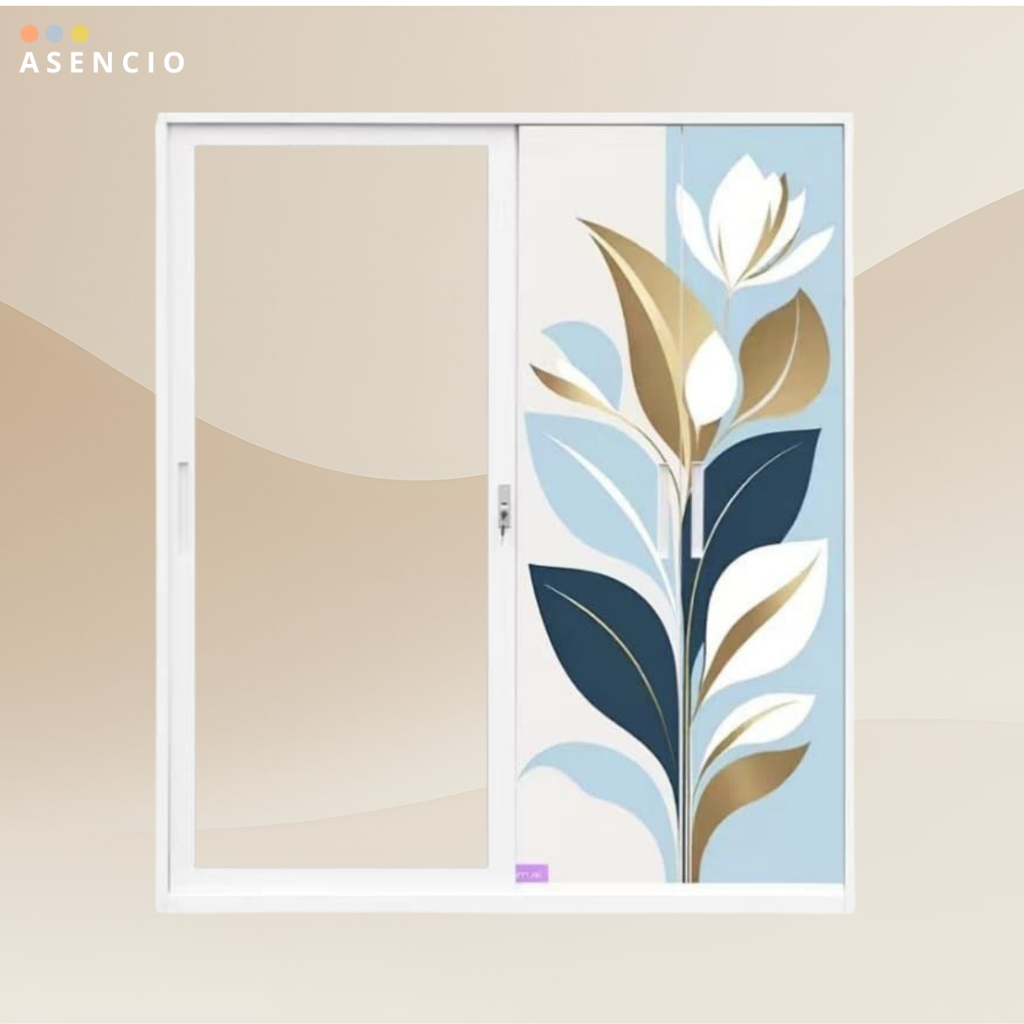 Asencio EW-70 Lemari Baju 3 Pintu Sliding dan Ayun Almari Plat Besi 160x185x50cm