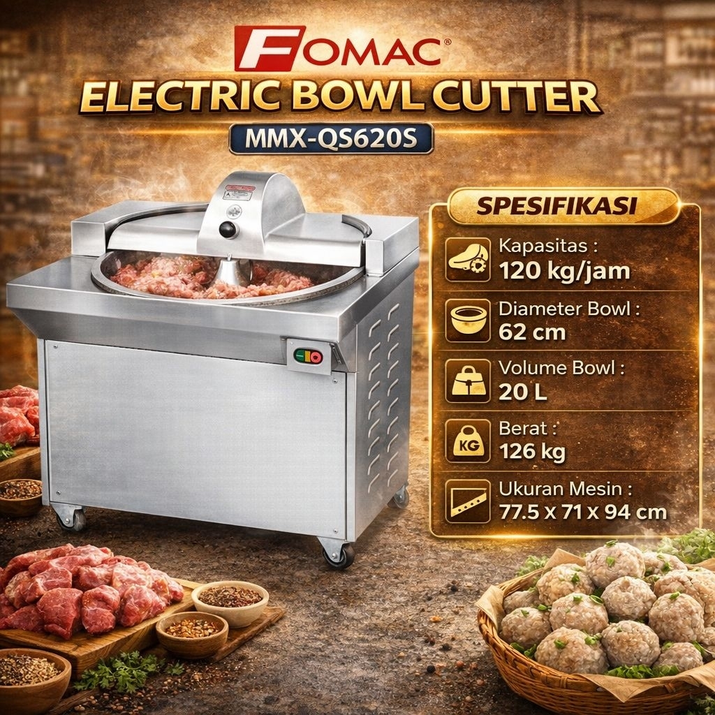 Mesin Mixer Bowl Cutter Giling Daging Bakso Sayur MMX-QS620S (FOMAC)