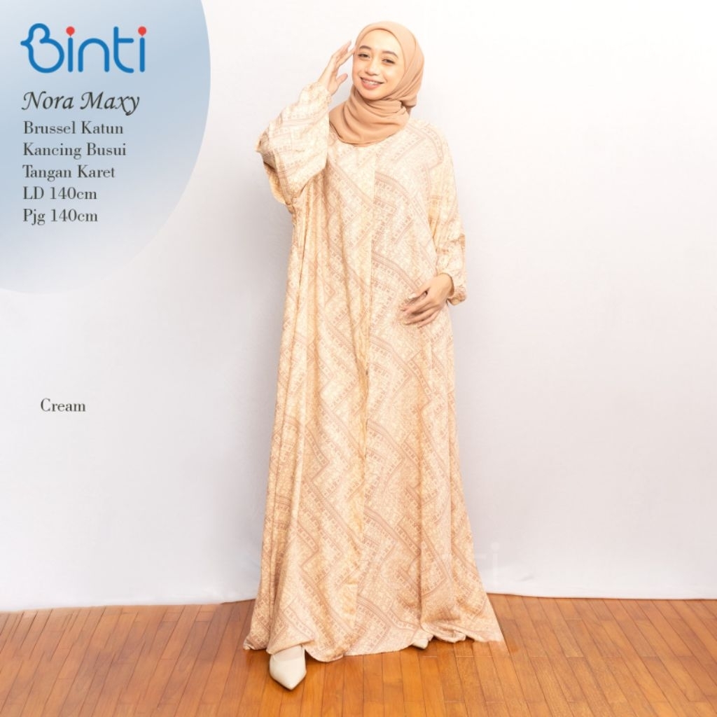 Nora Baju Gamis Katun Ld140 Motif Garis Garis Cantik Jumbo XXXXL Bigsize