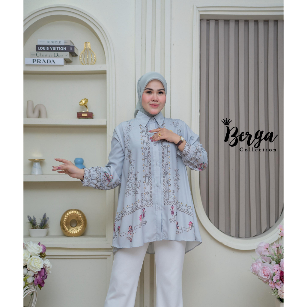 Berga blouse tunik motif printing bunga floral terbaru Deska by Berga Collection