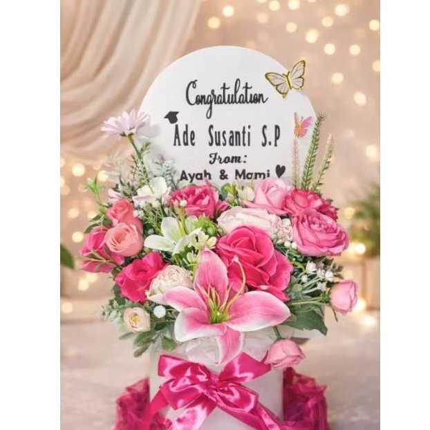 Flower Blooms akrilik Gembul Custom Nama Medan