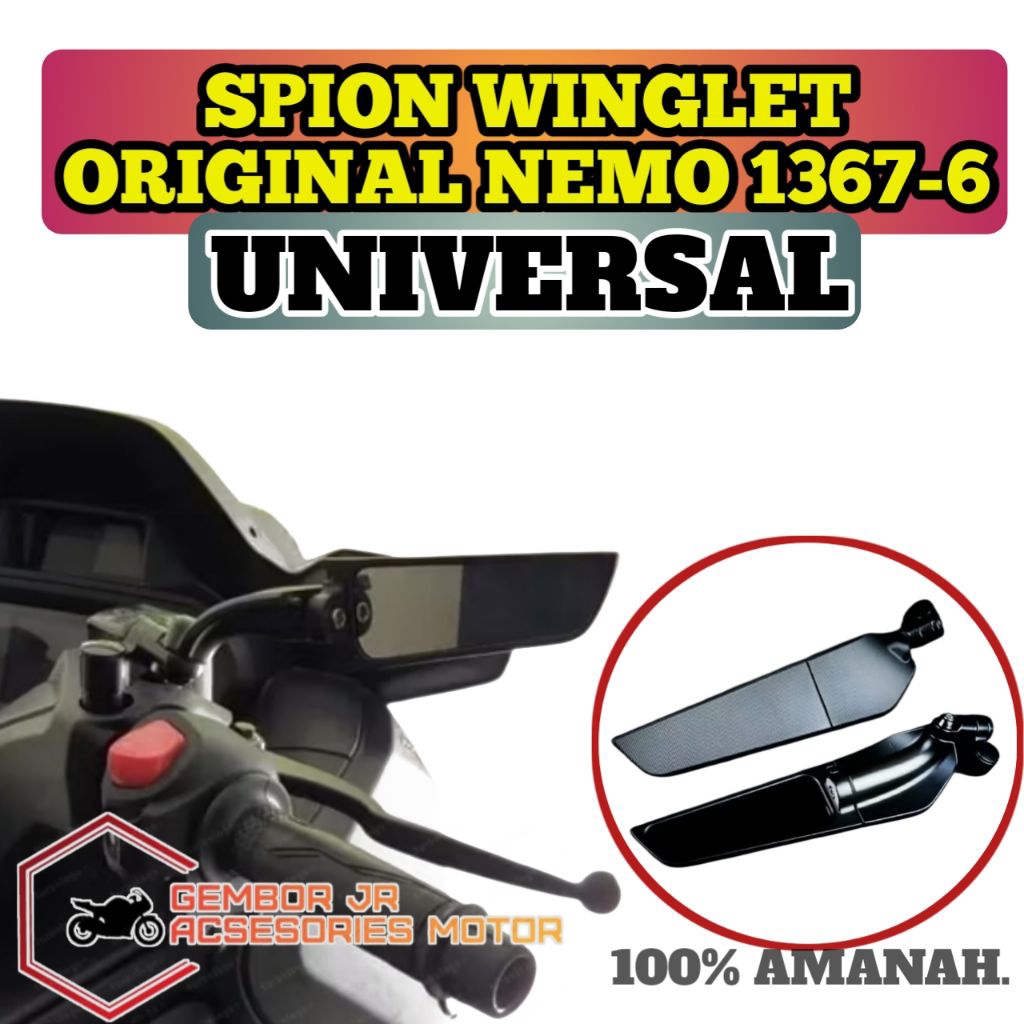 Spion Winglet Nemo 1367-6 Kaca CembungUniversalSPION NEMO 1367B-6 UNIVERSAL VARIO, AEROX, MIO, FAZZI