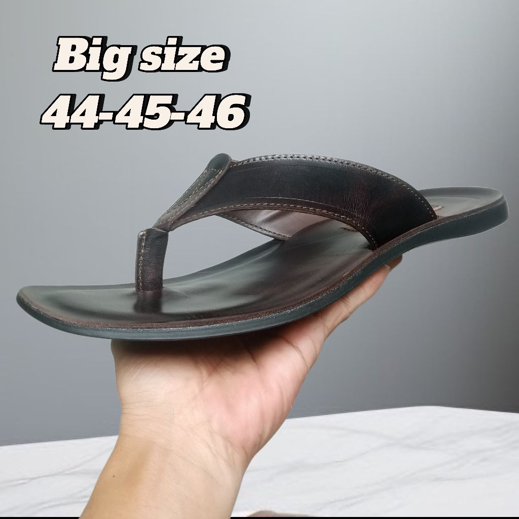 sandal jepit pria kulit asli full kulit sandal kasual sehari hari [ suvenir bandung ]