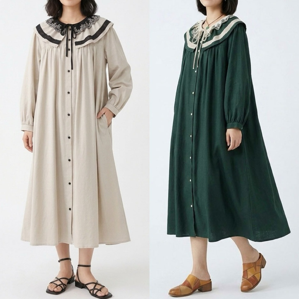 DRESS TUNIK OVERSIZE LINEN TWILL PREMIUM PUTIH GADING IVORY MERAH MARUN KHAKI HIJAU KERAH RAMPEL BOR