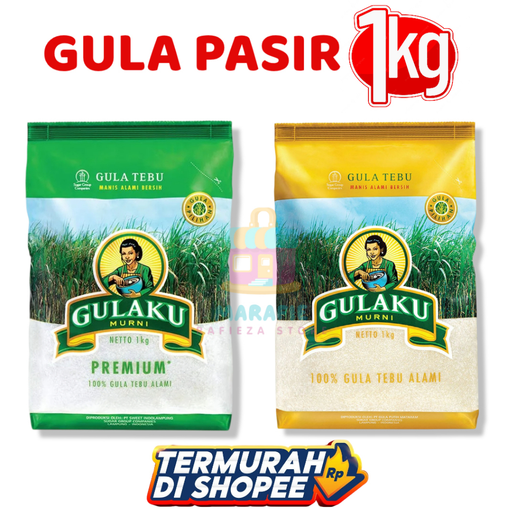 GULAKU Gula Pasir Putih Manis Alami | Rafinasi & Non Rafinasi 1 Kg | Sembako Murah Laris Marafie Ber