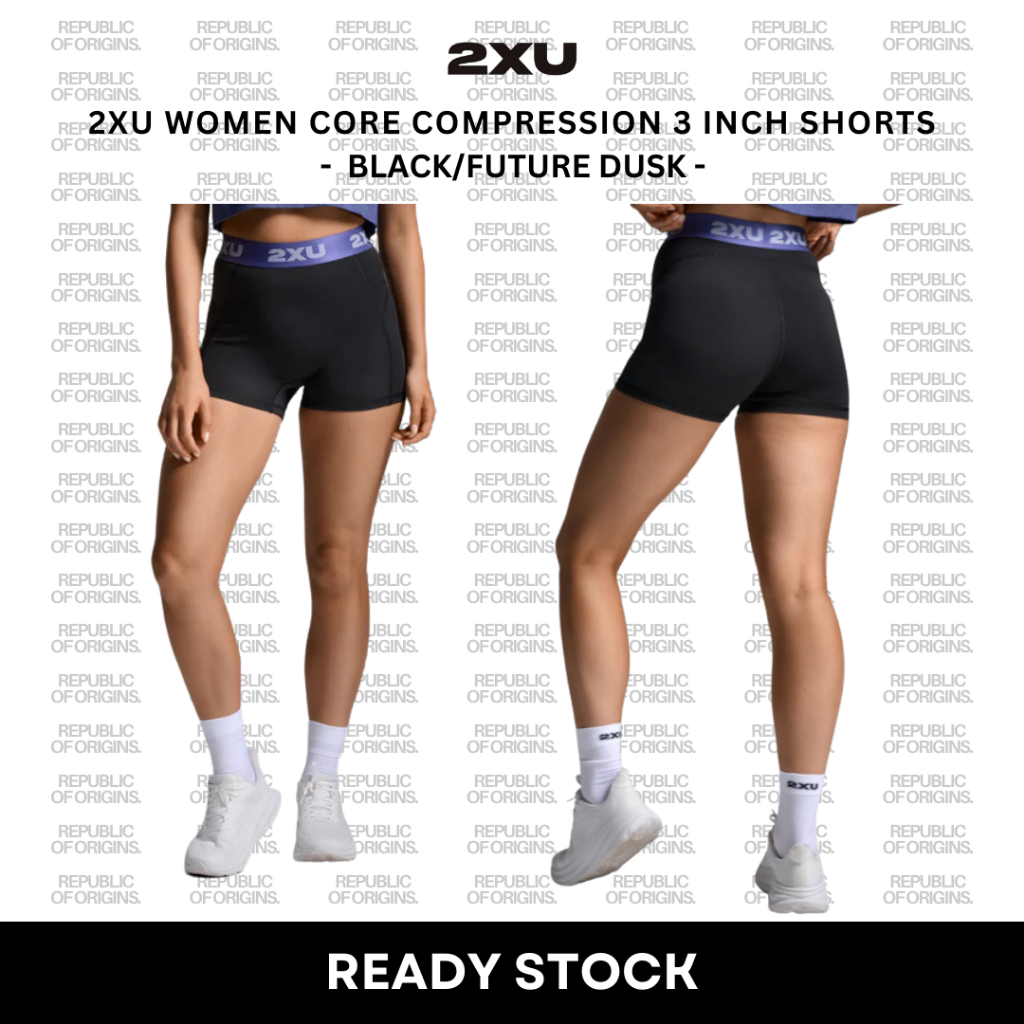 2XU Women Core Compression 3 inch Shorts - Black/Future Dusk | Celana Gym