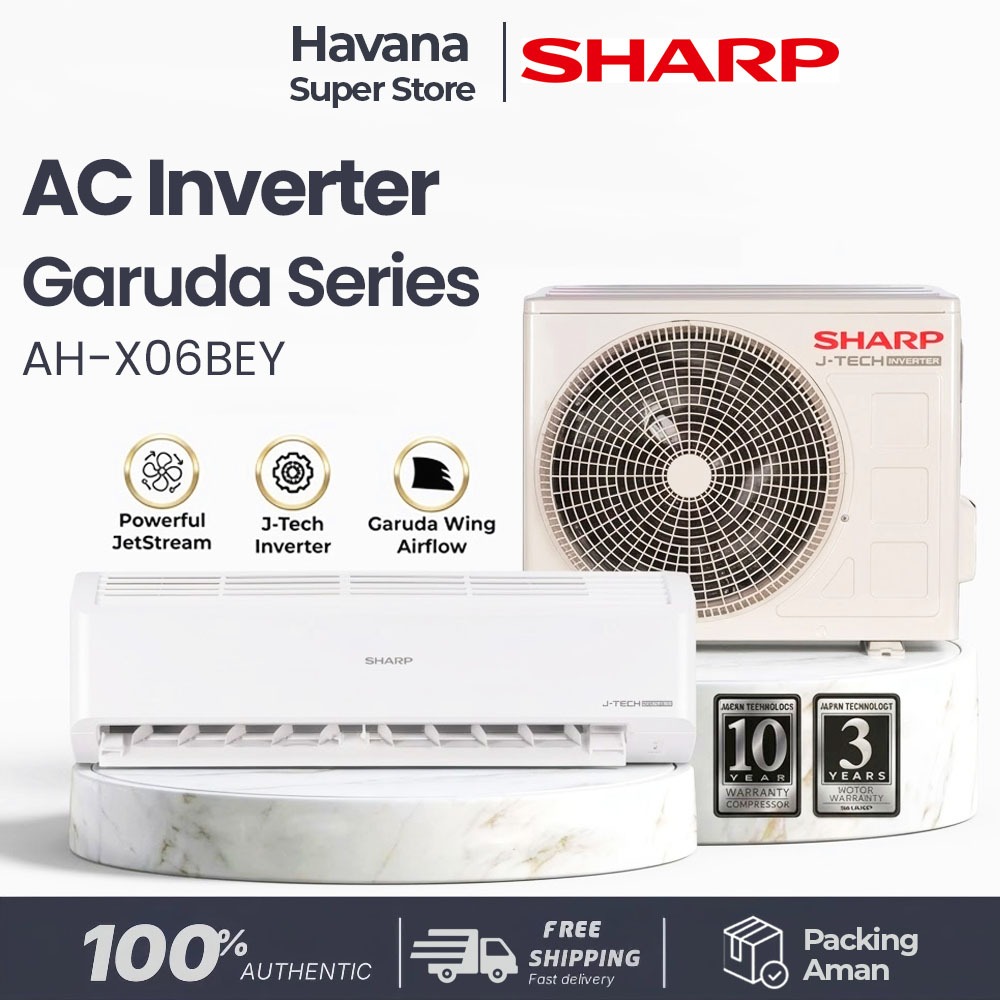 AC SHARP 1/2 PK INVERTER X6 BEY/AC SHARP 1 PK INVERTER X10 BEY + PASANG - Garansi Resmi 10 Th