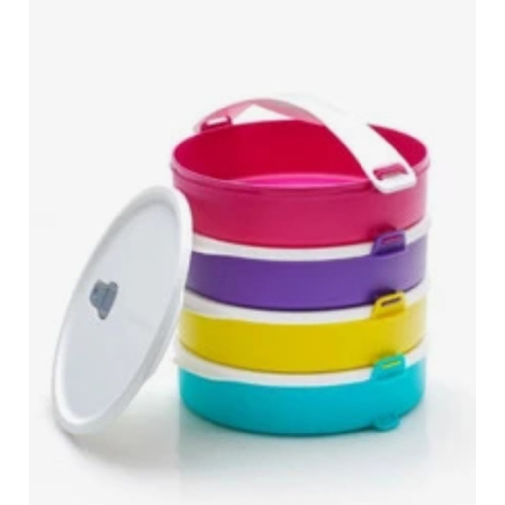 Tupperware Click To Go Round | Rantang Makanan Susun Bundar Warna-warni