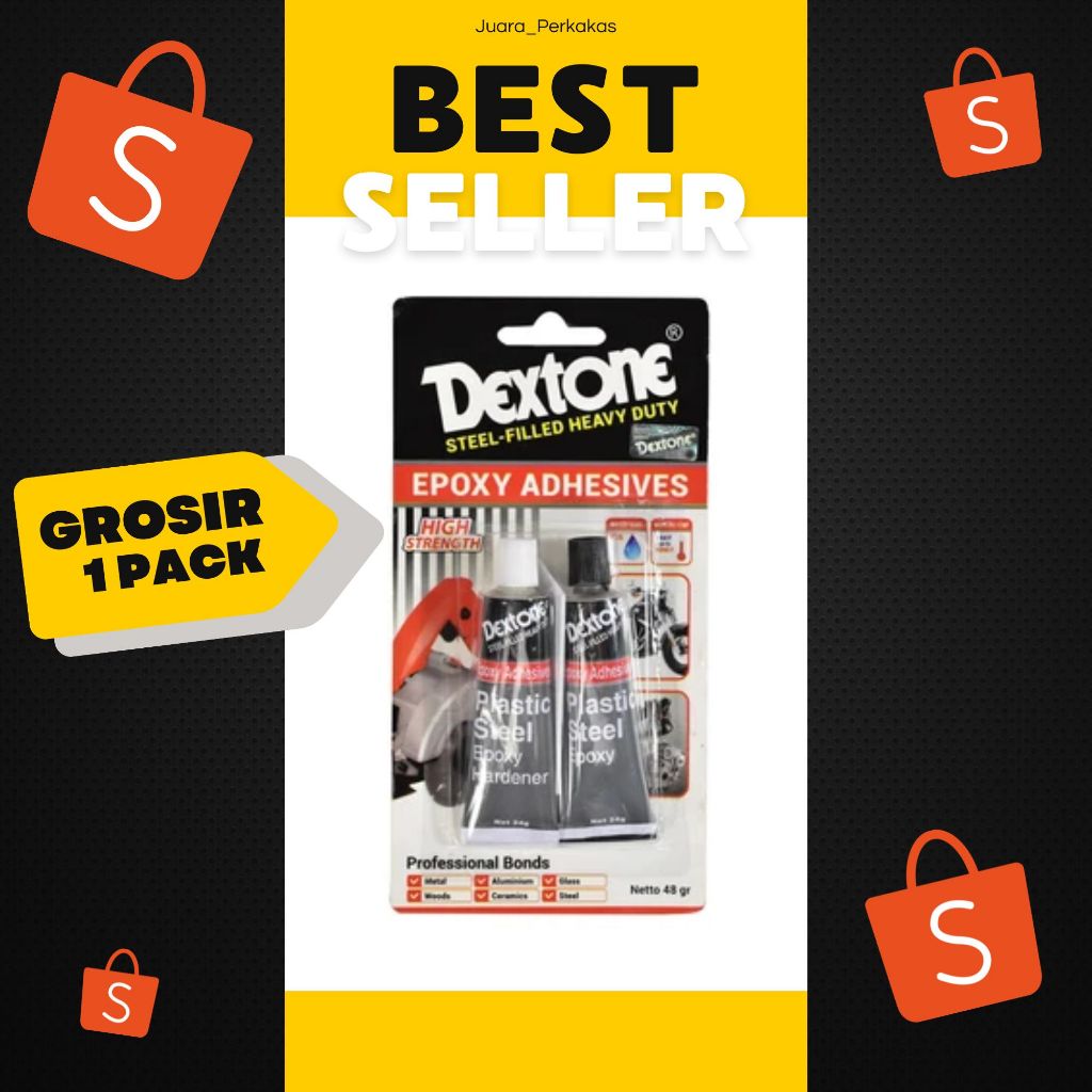 ( Promo 1 Pack ) DEXTONE Lem Besi Lem Epoxy 5 Menit Tahan Panas 48gr Serbaguna Besi Plastik Steel