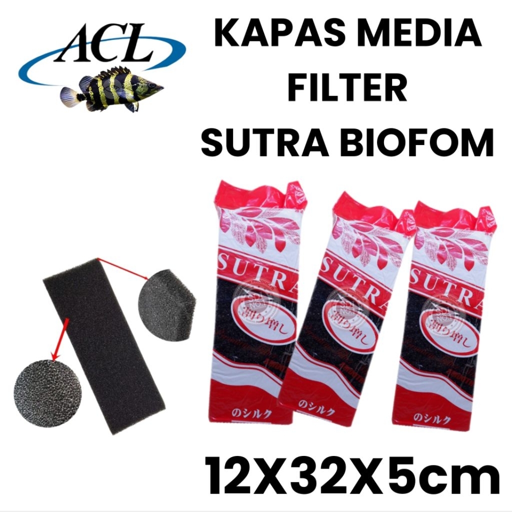 kapas / busa filter aquarium sutra biofom 12X32X5cm filter aquarium