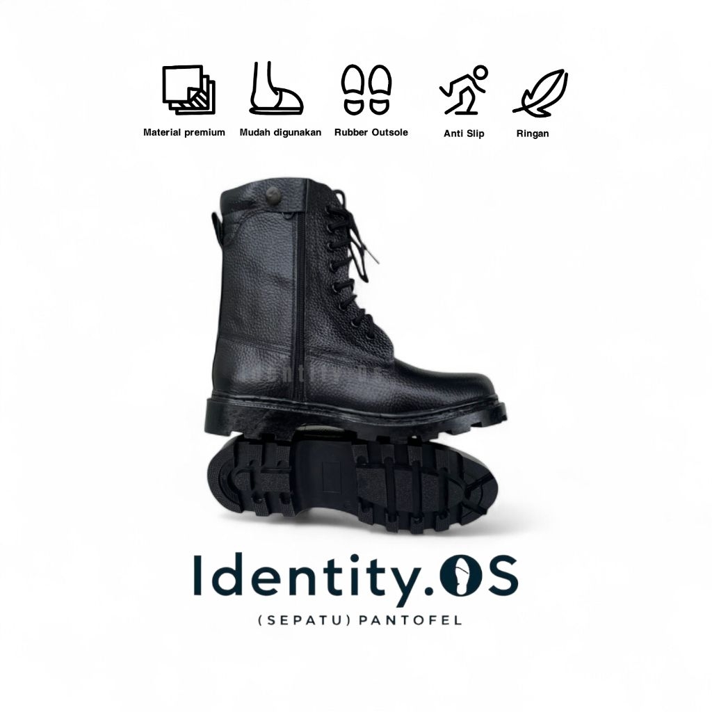 Identity-Sepatu Pdl Kulit Jeruk RESLETING Sepatu PDL MILITER untuk dinas TNI, POLRI, SECURITY, LINMA