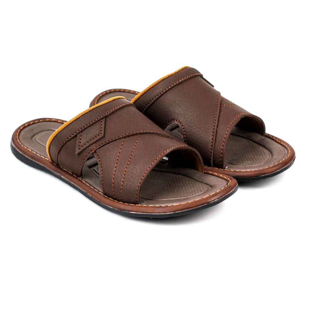 Sandal Selop Pria Kulit Sintetis Elegan Nyaman sendal murah nampol/sendal selop terbaru/sendal pria 