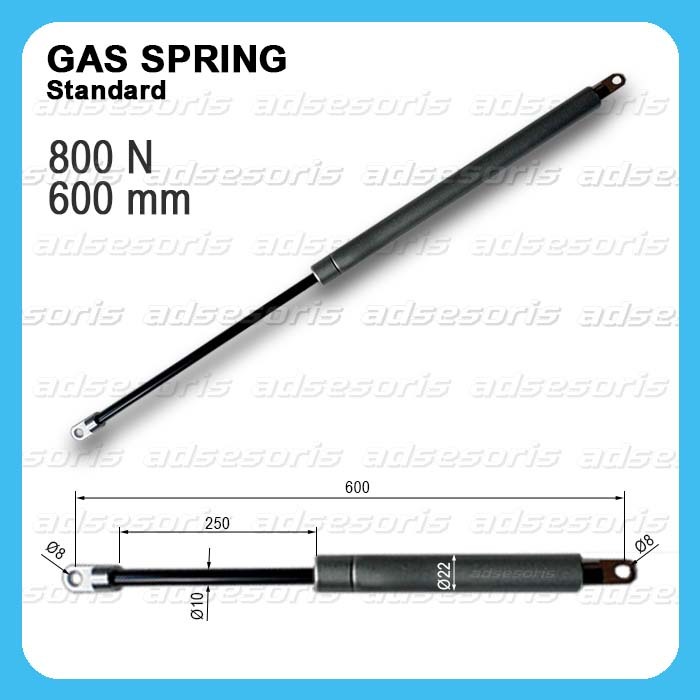 Gas Spring Tekan 600mm 800N Panjang 600 mm Kekuatan 800 Newton