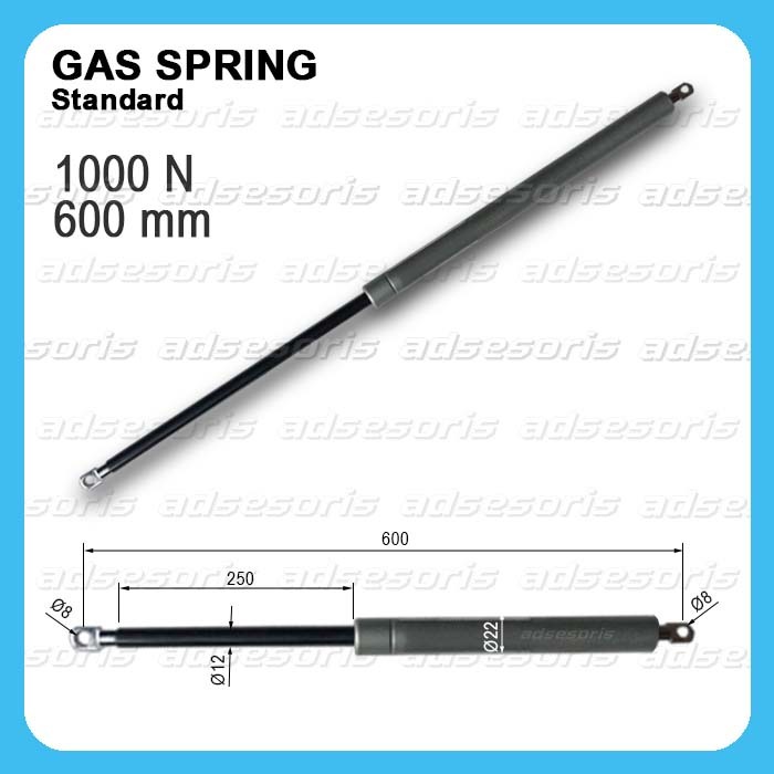 Gas Spring Tekan 600mm 1000N Panjang 600 mm Kekuatan 1000 Newton