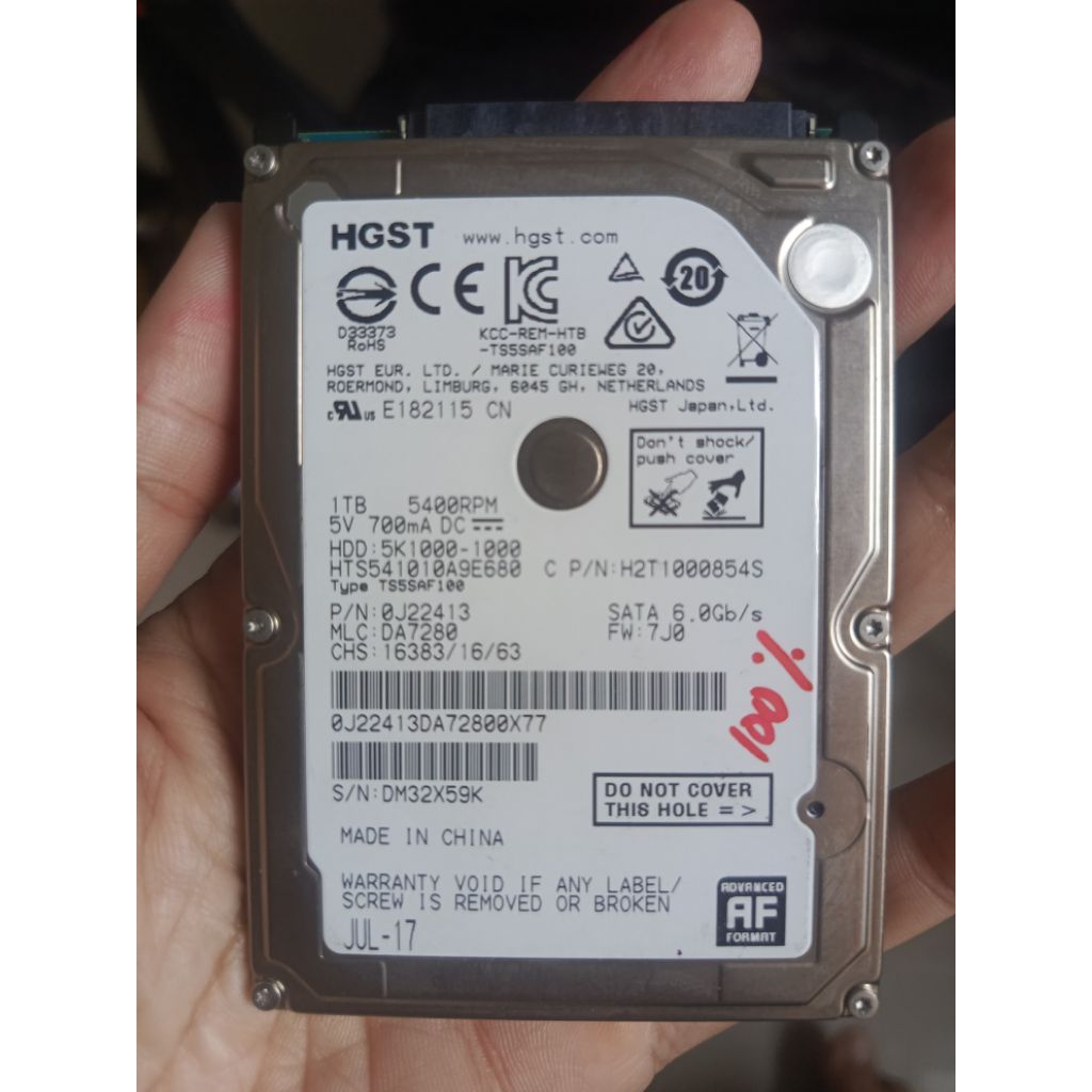 Hardisk Laptop 1 TB slim hdd Second Bekas Copotan 2,5 inch merk hgst
