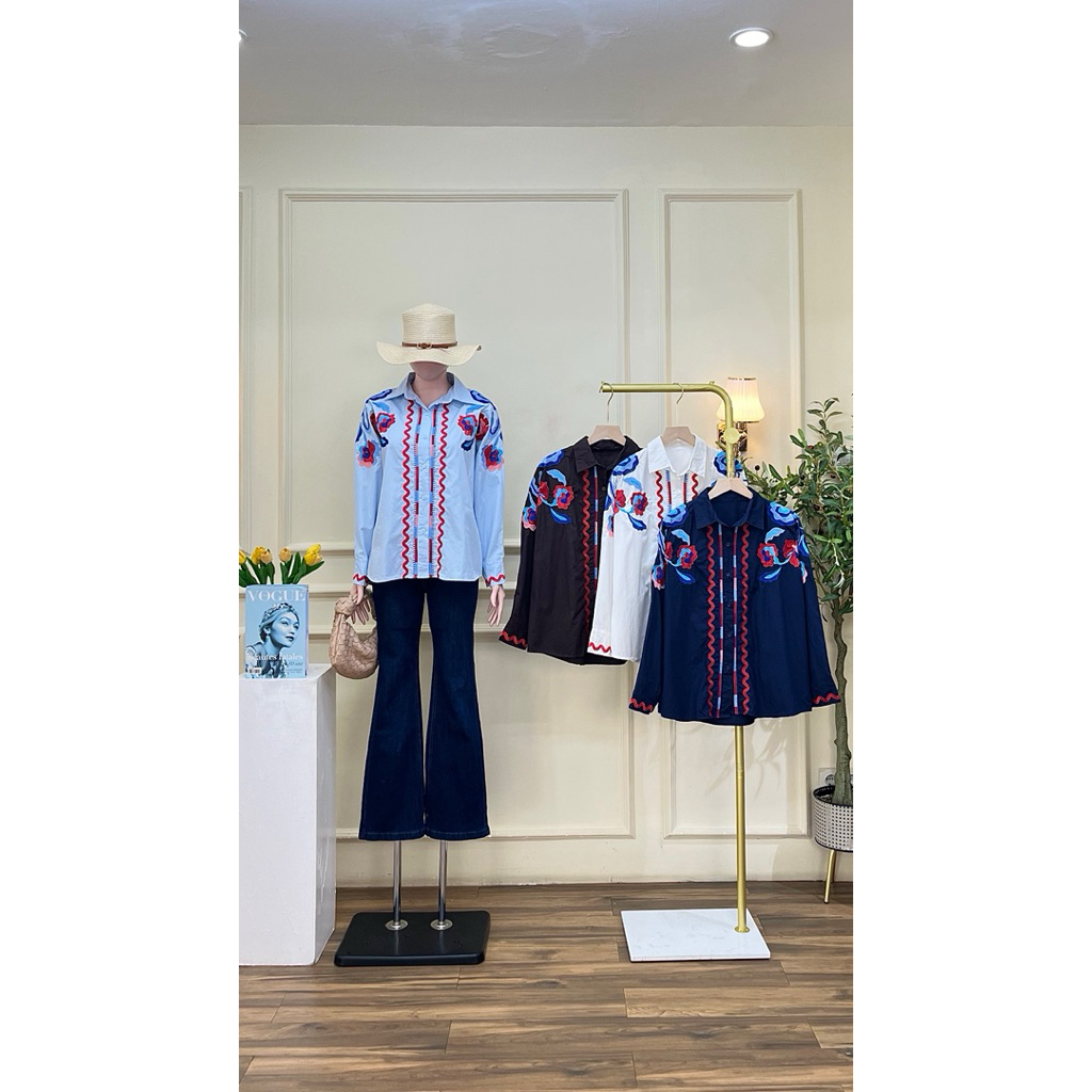 Blouse bordir ala bohemian || Blouse Bordir || Atasan lengan panjang wanita || Blouse Bordir Bohemia