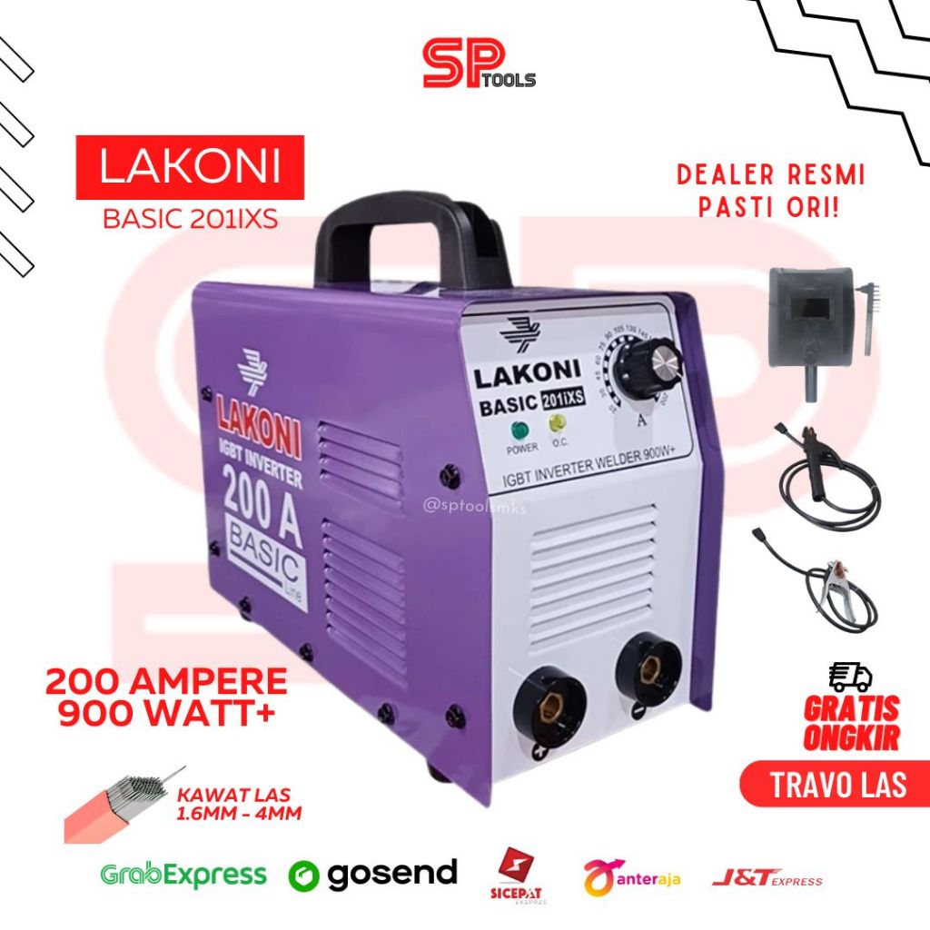 MESIN TRAVO LAS / LAS / TRAFOLAS / TRAVOLAS MMA INVERTER WELDING 200A 200 AMPERE LAKONI BASIC 201IXS