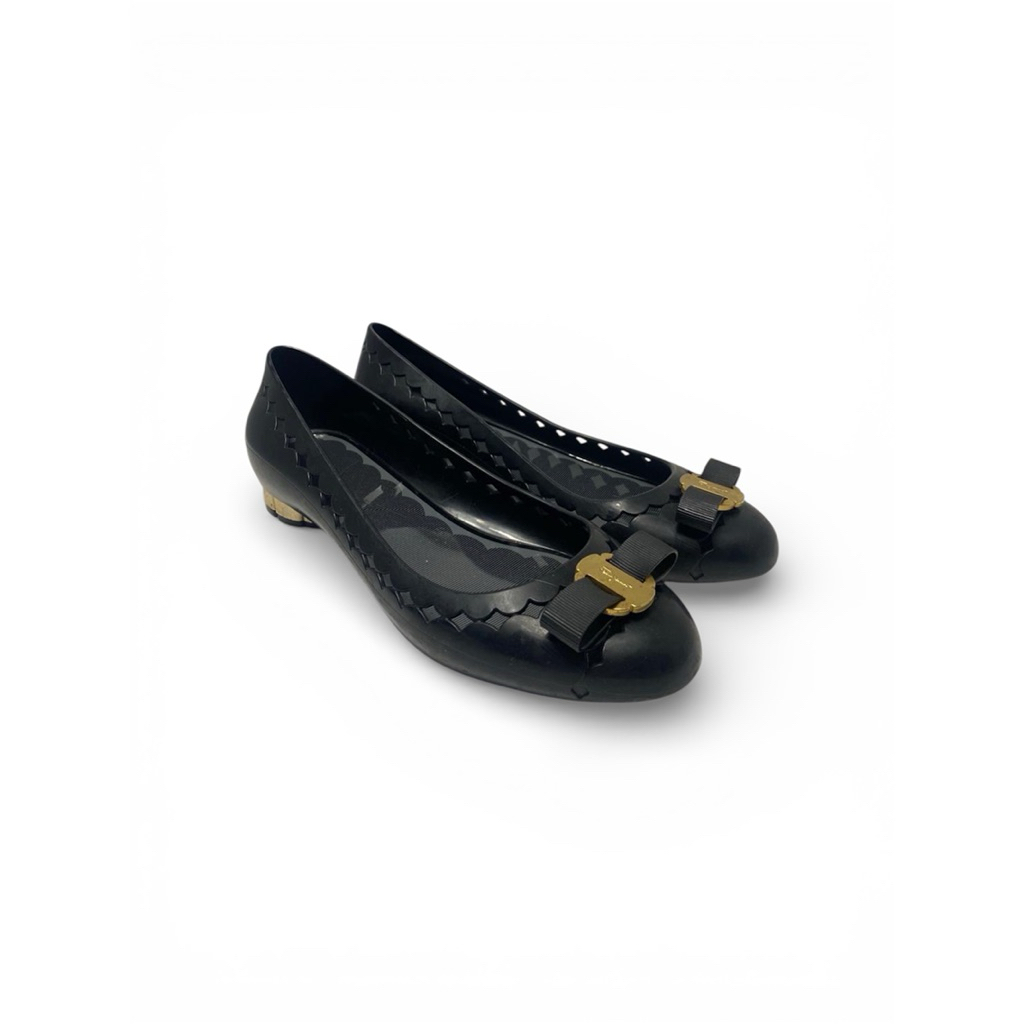 Salvatore Ferragamo Bow Jelly Flat Shoes Size 8 Authentic